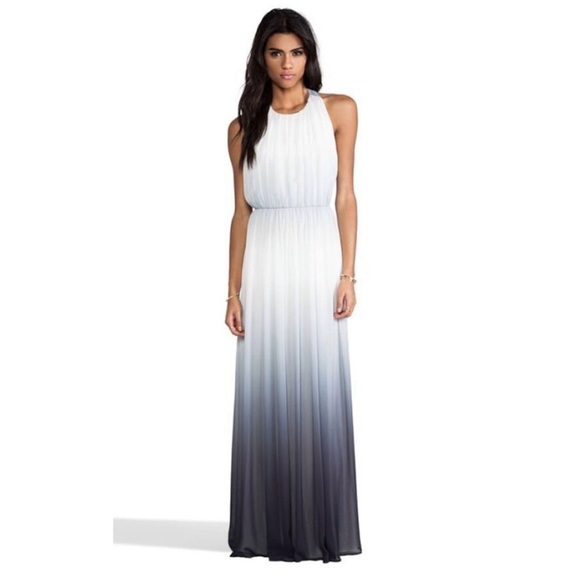 Alice + Olivia Ombre Halter Maxi Dress in Light Blue to Charcoal - Picture 4 of 14